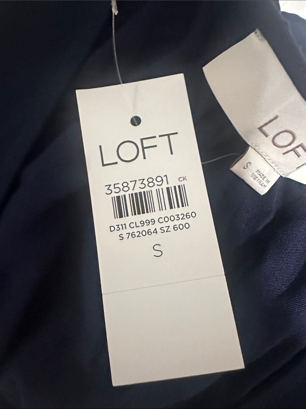 LOFT Navy Button-Front V-Neck Blouse | A8 - Picture 7 of 7